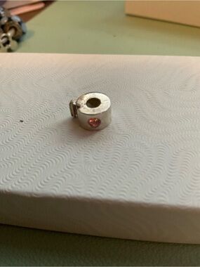 Chamilia Silver Spacer Charm with Pink Crystal